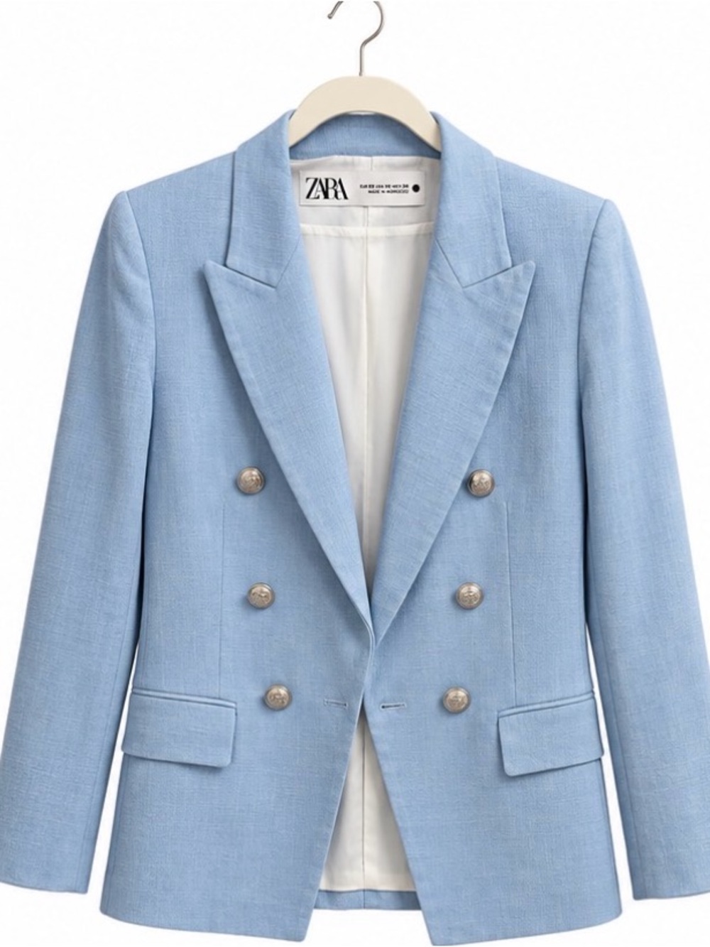 ZARA Sky Blue Double-Breasted Blazer